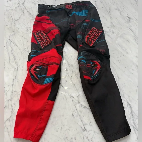 EXCELLENT Motorcycle ATV Pants Size 8-9 (Y24) Youth Boys Answer Blue Black - Picture 1 of 7